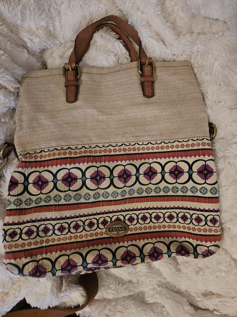 RARE✨️Fossil Fold-Over Explorer Tote-Crossbody - Picture 3 of 11